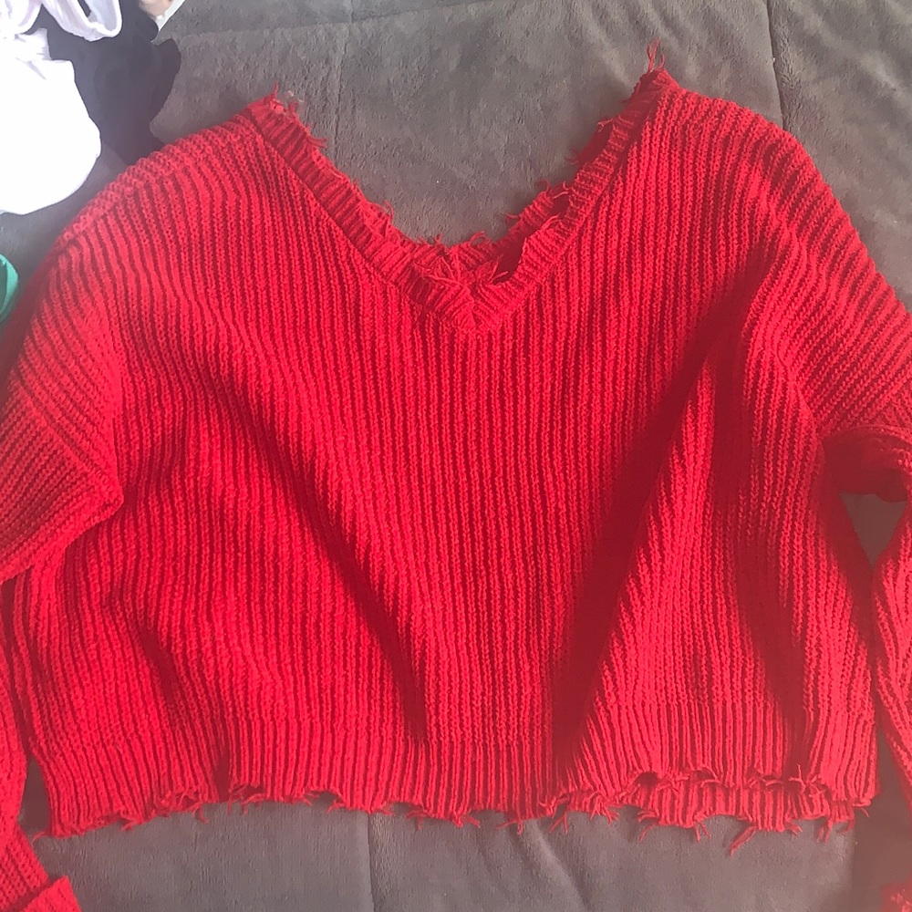 Miami Red V-Neck Women's Sweater